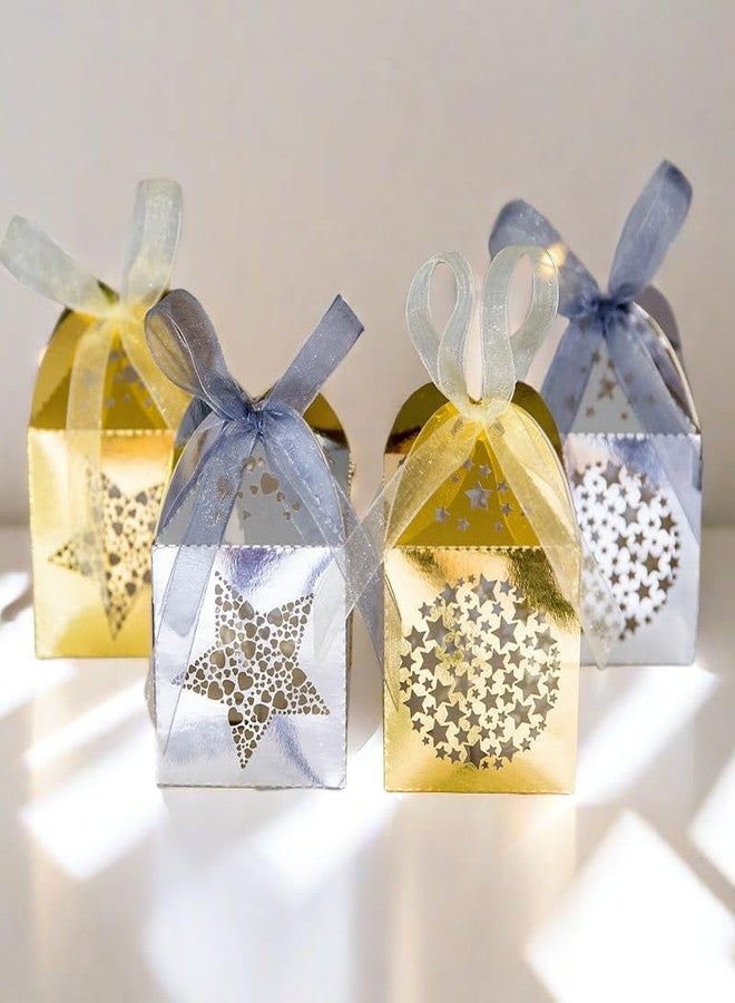 Naler 40pcs Mini Christmas Gift Boxes for Presents, Favor Boxes for Halloween Christmas Wedding Favor Party Gift Wrap Decoration, Gold & Silver, 2 x 2 x 3 Inches - Image 1